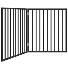 Dog Gate Set of 2 Black Poplar wood 63 in long Foldable vidaXL