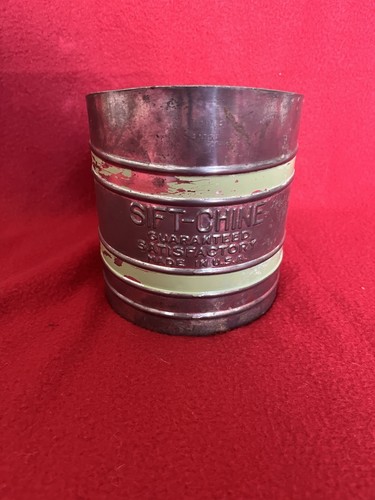 Vintage Sift-Chine Galvanized Sifter Green Stripes OLD w No Savory Logo