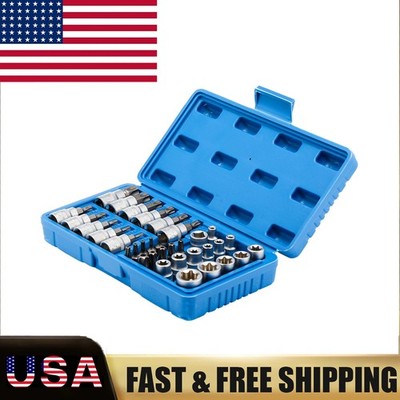 Bit Set Tool Case 3/8'' E-torx Handheld Tool Male Female 5/16''F Tamper Proof