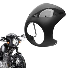7" Headlight Fairing  Windshield Windscreen Kits Black For Cafe Racer Chopper