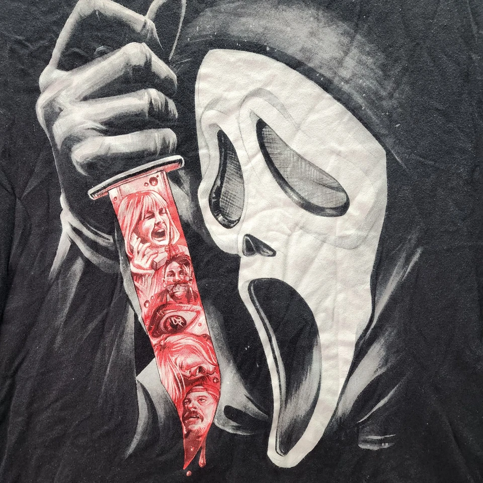 Camiseta Monster Tease Scream Ghostface Para Hombre Grande Negra Película de Terror Gráfico Foto 3 de 4