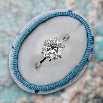 Hochzeit CVD-Diamantring 1,90 kt IGI Lab Created Rundschliff 950 Platin E F VVS