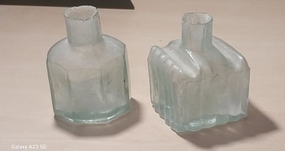 Vintage InkWell Glass Bottle  Two in Set 