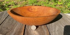 Vintage Wooden Bowl Wavy Wood Grain Farm Kitchen Rustic Woodenware 11 9/16" D