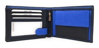 Echt Leder GeldböRse Portemonnaie Rfid Schutz 6 KartenfäCher Schwarz Royalblau