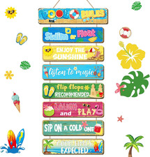 1 Set 8 Pcs Wooden Pool Rules Signs Summer Pool Outdoor Decorations Summer Swimm