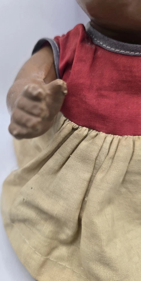 Vestido de tela trenzada de 12" para muñeca bebé de composición negra vintage de los años 1930-40 Foto 2 de 4