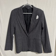 grey glen plaid single-button blazer by Norma Kamali Size 12