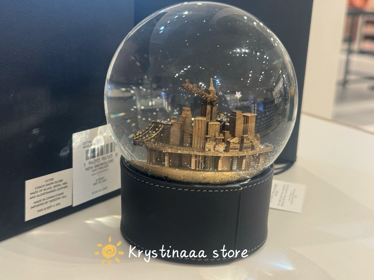 COACH SNOW GLOBE WITH REXY AND SNOWMAN NIB BLACK/BRASS CCT00 With