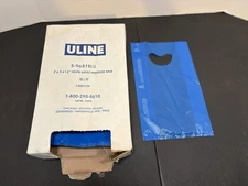 ULine Blue Plastic Shopping Bags 7” X 3” X 12”