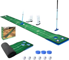 Putting Game, Indoor Green Putting Game Set, Detachable Golf Putting Mat - Inclu