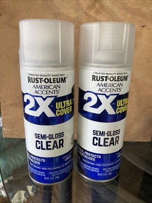 Rust-Oleum American Accents 2X Ultra Cover Clear Spray Paint 12oz - 2 Pack !