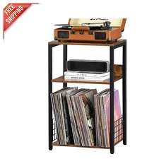 Vintage-Inspired 3 Tier Record Player Stand - Sleek Vinyl Storage Solution
