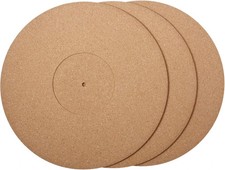 3-Pack 12" Cork Turntable Mats - 3mm Thick, Noise-Reducing Vinyl LP Platter