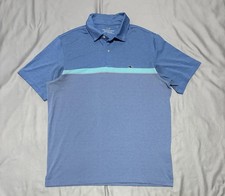 Vineyard Vines Polo Shirt Mens Large Blue Teal Stripe Performance Stretch Golf