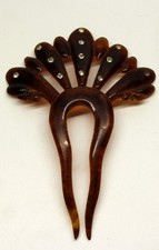 Vintage Tortoise Shell Rhinestone Hair Comb