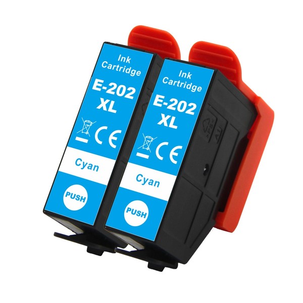 2 Cyan Xl Drucker Tintenpatronen Ersetzen Epson 202XLC Non-Oem / Kompatibel-image