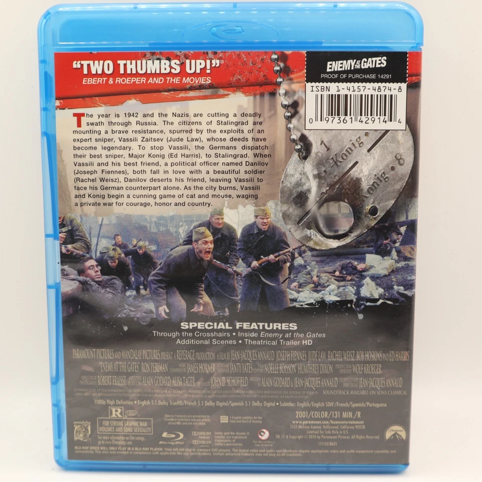 Enemy at the Gates Blu-ray Region A Movie - Image 2 of 3