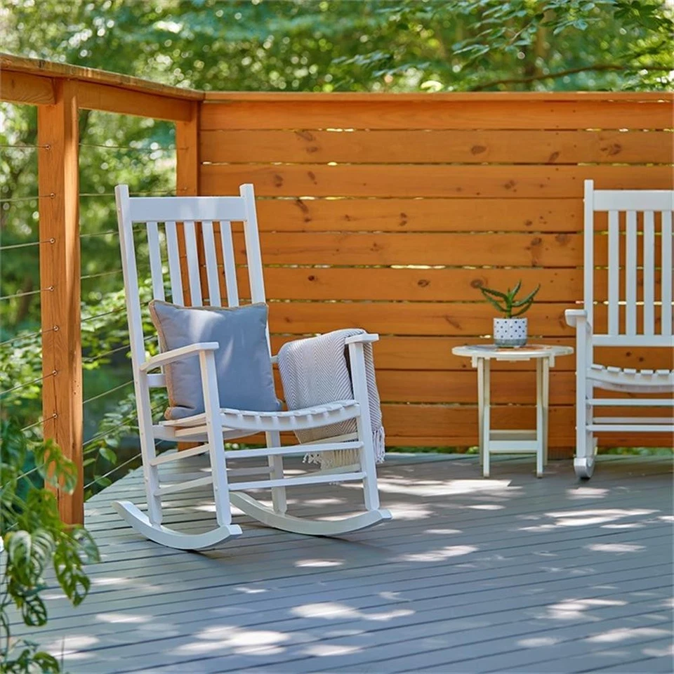 Качалка для крыльца патио крытая/открытая Shine Company традиционная лиственная древесина белая - Изображение 3 из 4