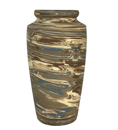 NILOAK POTTERY MISSION SWIRL 8" VASE WITH BLOCK LETTERS MARK....MINT!