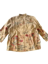 Womens 100% Linen Button Up Top By Citron Santa Monica Sz Small Chinese Theme