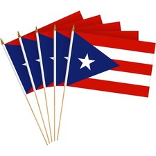 G128 50 Pack Handheld Puerto Rico Stick Flags 8x12 In Printed 150D Polyester
