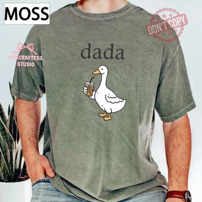 Gildan Tee Dada Goose Drinking Coffee Funny Dad Gift