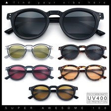 Hipster Keyhole Bridge Round Horn Rim Plastic Gentlemanly Sunglasses