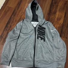 Nike Boys Dri-FIT Full Zip Graphic Hoodie Heather Grey