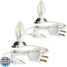 Dazzle Bright 2 Pack 6 FT Accessory Cord with LED Light Bulb E12 Socket White