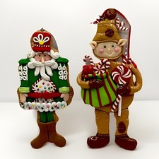 Gingerbread House Nutcracker Elf Christmas Ornaments Holiday Tree Decor Set 2