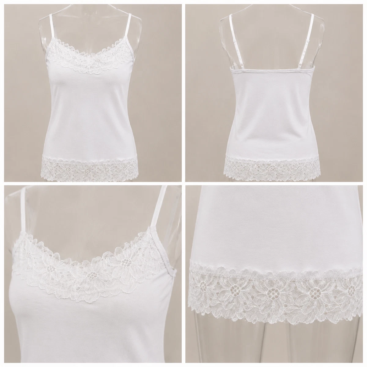♡CARLA♡カーラ♡Satin lace camisole white♡ Open Edit Lace Trim 