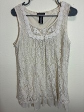 Valerie Stevens Lace Dress Lined Boho Business Casual White Size Large BC10