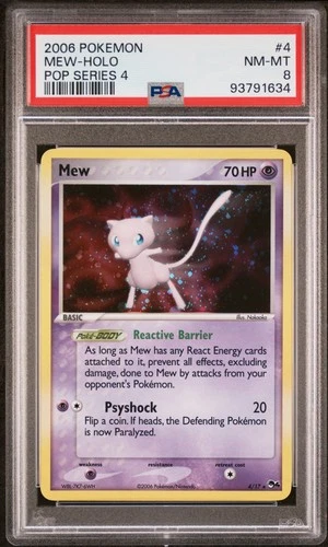 2006 POKEMON POP SER 4 #4 MEW-HOLO PSA 8
