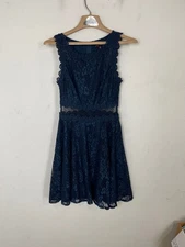 City Triangles Womens Dress 2 Teal Blue Emo Goth Punk Lace Fit Flare Mesh Hoco 