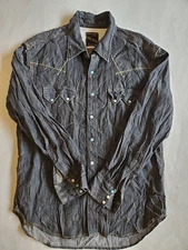 Vintage Prototype Lucky Brand Western Tumbleweed Denim Men's Button Up (M) Rare