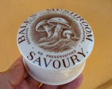 Antique (ca 1910) sepia colored, BALE'S Mushroom paste Jar pot lid