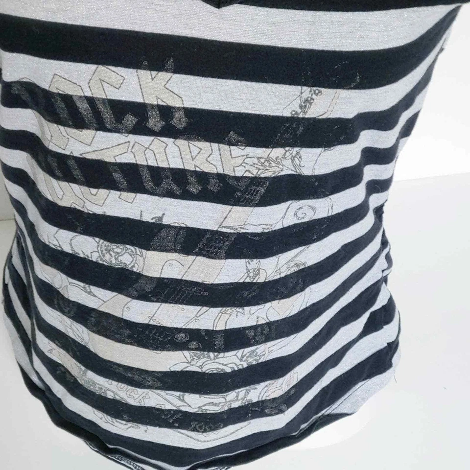 Camiseta Rock Culture Guitar Gráficos Rayas Cuello en V Juniors 14-16 Foto 3 de 4