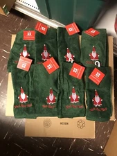Lot Of 8 NOS Santa Green FingerTip Towels Essential Home 11x17 Christmas