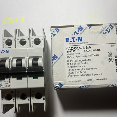 EATON 3-pole Circuit Breaker FAZ-C5/3-NA, 0,5A, C, 3pol, 480/277VAC, (NEW)