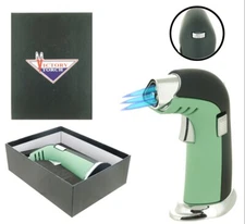Victory Triple Torch Table Top Jet Lighter Butane W/ Gift Box Shinny Green Color