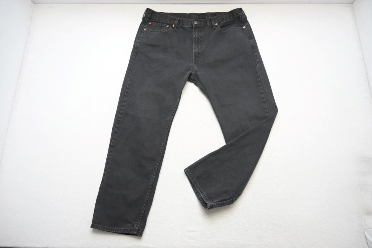 Levi's 505 Regular Fit Straight Black Rugged Denim Jeans Mens Size
