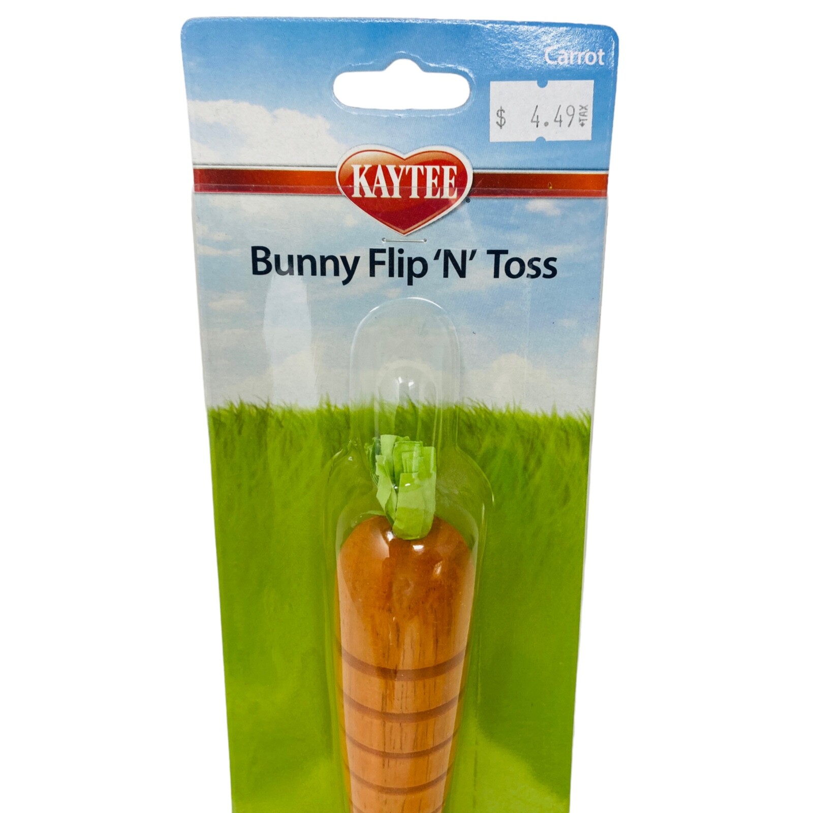 Kaytee Bunny Flip N Toss Carrot Super Pet Rabbit Chew Toy Wood Base  For Hamster