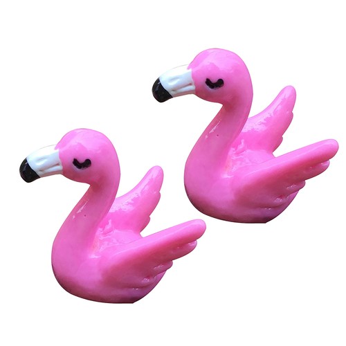 2pcs Flamingo Figurine Miniature Diy Cute Cartoon Flamingo Figurine Mini