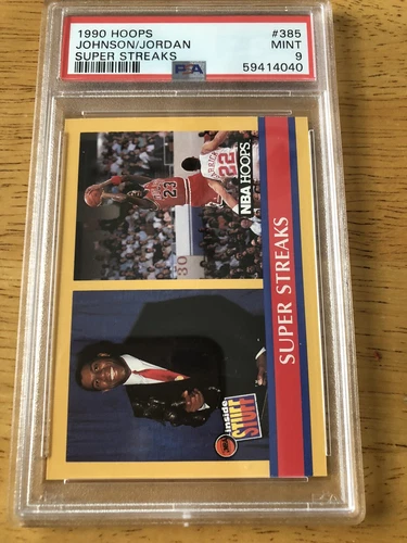 1990 Hoops Michael Jordan Magic Johnson DEAD CENTERED PSA 9 #385 Card FRESH GRE