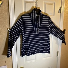 Nautica Mens MEDIUM Pajama Shirt Striped Relax Stretch Sailor Sleepwear Adult