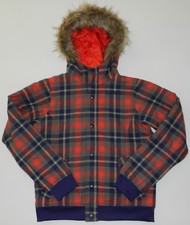 NWOT BURTON GIRL'S LARGE WHISPER HOODED PLAID JACKET