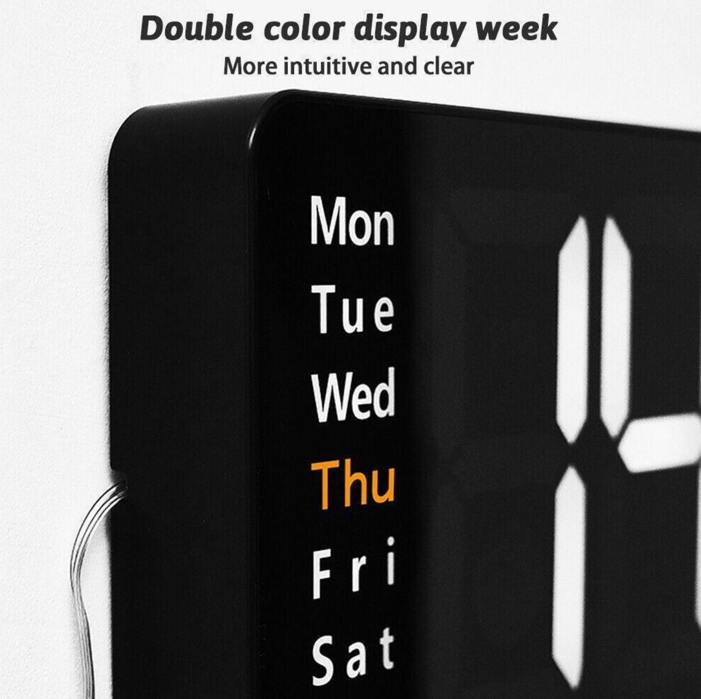Large LED Digital Wall Clock Temperature Date Day Display USB Remote