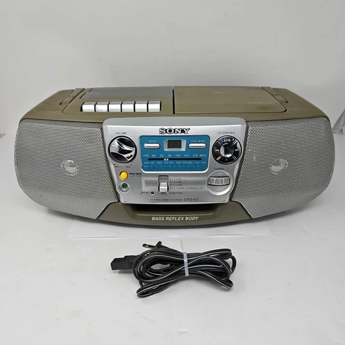 Sony CFD-V7 Boombox Stereo CD Cassette Radio Tuner AM FM Olive Vintage Tested