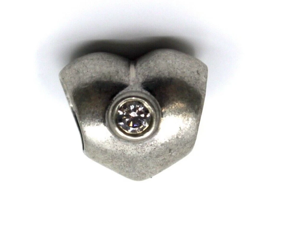 Sterling Silver Pandora Heart Charm Bead with White Cubic Zirconia - Image 2 of 4